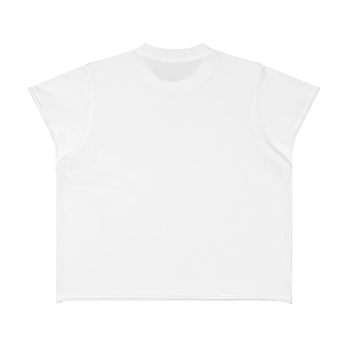 Camiseta blanca getabbe con logo "diegetabbe" en tipografía recortada multicolor estilo periódico newspaper, letras en rojo, amarillo, verde y negro sobre fondo crema, etiqueta con estrella roja, manga corta sin costuras laterales, corte holgado unisex, fondo blanco